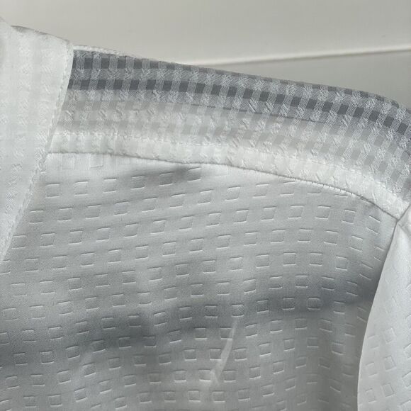 I Heart ❤ Ronson  Button Down Long Sleeve Shirt Women's XL White Textured Preppy - Picture 13 of 16